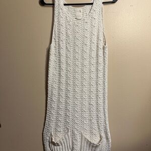 Chunky Knit Crochet Sweater Dress with Pockets- Cream/Ivory- Size L